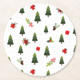 Weihnachtsbäume und -bäume runder pappuntersetzer