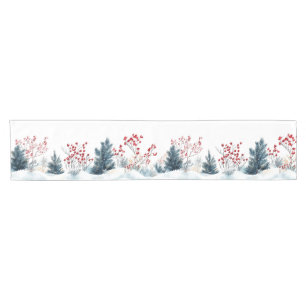 Weihnachtsbäume und -beeren kurzer tischläufer