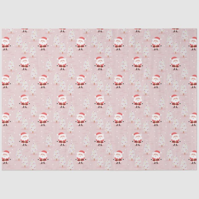 Weihnachtsbäume und der Weihnachtsmann Seidenpapier (Vorderseite)