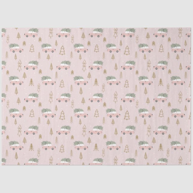 Weihnachtsbäume und Fahrzeuge Beige Weihnachten Seidenpapier (Vorderseite)