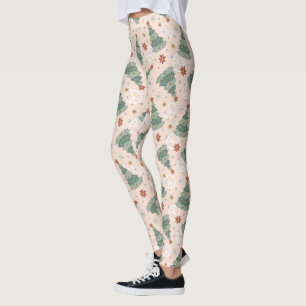 Weihnachtsbäume und Friedenszeichen Muster Leggings