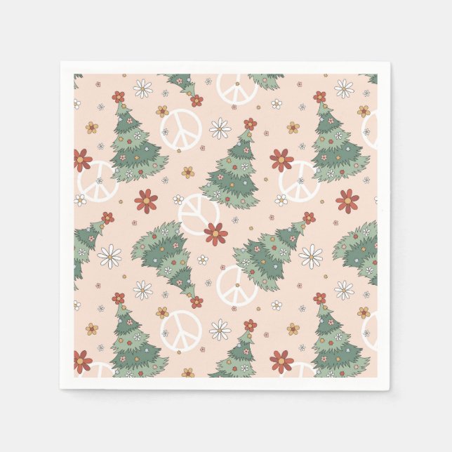 Weihnachtsbäume und Friedenszeichen Muster Serviette (Vorderseite)