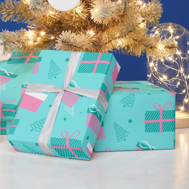Weihnachtsbäume und Geschenke Moderne Weihnachten Geschenkpapier (Feiertage)