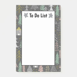 Weihnachtsbäume und Häuser in Halbpension Rosa Gel Post-it Klebezettel