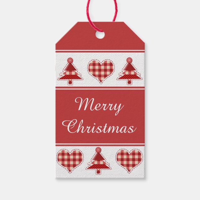 Weihnachtsbäume und Herz frohe Weihnachten Geschenkanhänger (Vorderseite)