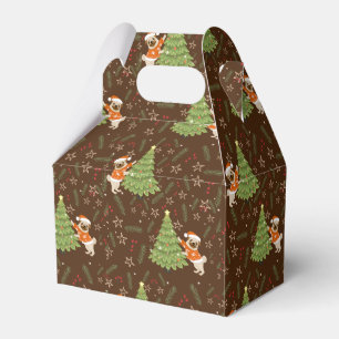 Weihnachtsbäume und Mops-Hundemuster Geschenkschachtel