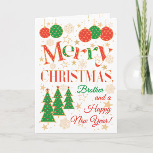 Weihnachtsbäume und Ornamente für Bruder Karte