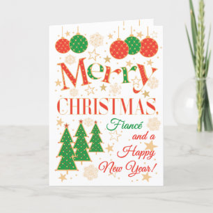 Weihnachtsbäume und Ornamente für den Verlobten Karte