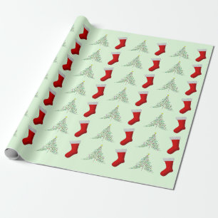 Weihnachtsbäume und Rote Weihnachtsbäume - Strum Geschenkpapier