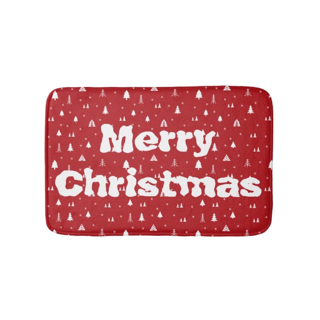 Weihnachtsbäume und Schneeflocken Badematte (Vorderseite)