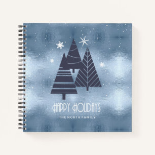 Weihnachtsbäume und Schneeflocken Blue ID863 Notizbuch