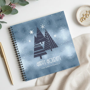 Weihnachtsbäume und Schneeflocken Blue ID863 Notizbuch