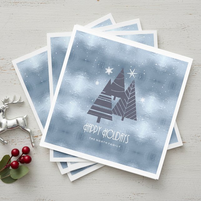 Weihnachtsbäume und Schneeflocken Blue ID863 Serviette (Von Creator hochgeladen)