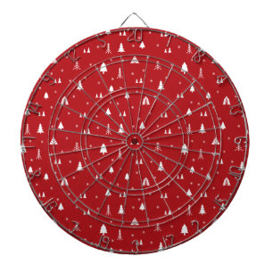 Weihnachtsbäume und Schneeflocken Dartboard Dartscheibe