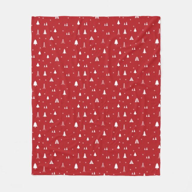 Weihnachtsbäume und Schneeflocken Fleece Blanket (Vorderseite)