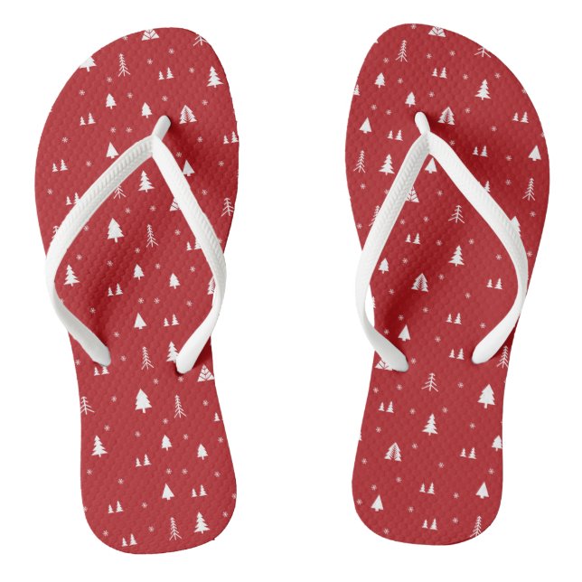 Weihnachtsbäume und Schneeflocken Flip Flops (Fußbett)