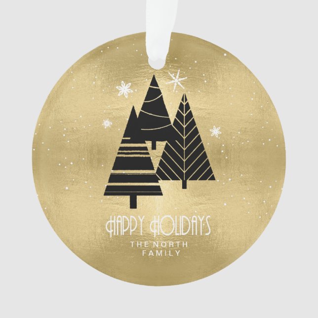 Weihnachtsbäume und Schneeflocken Gold-ID863 Ornament (Vorderseite)