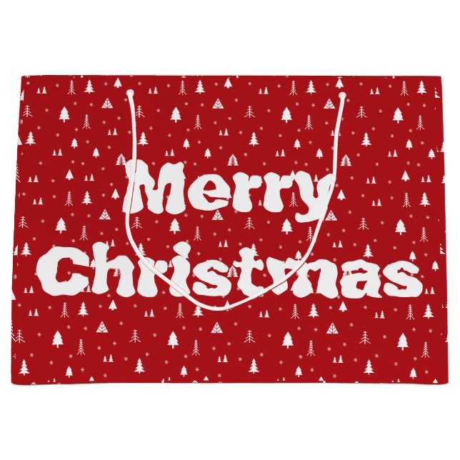 Weihnachtsbäume und Schneeflocken Große Geschenktüte (Vorderseite)