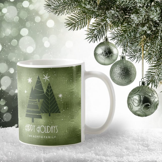 Weihnachtsbäume und Schneeflocken Grün ID863 Kaffeetasse (Von Creator hochgeladen)