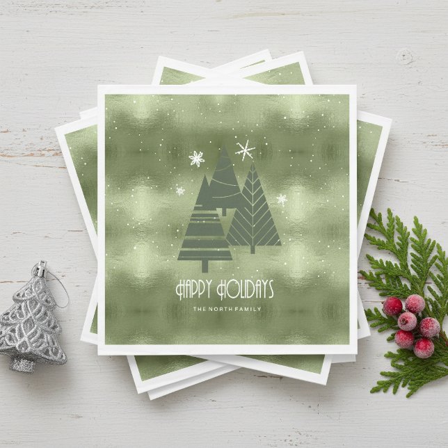 Weihnachtsbäume und Schneeflocken Grün ID863 Serviette (Von Creator hochgeladen)