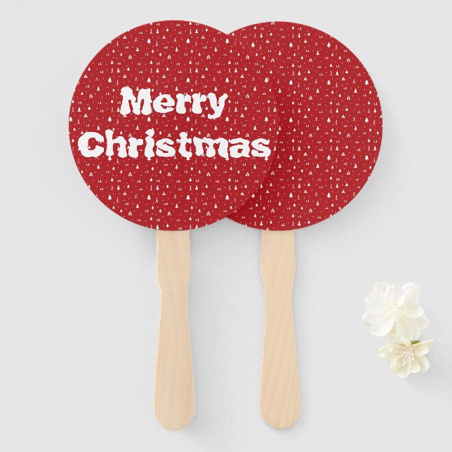 Weihnachtsbäume und Schneeflocken Hand Fan Fächer (Vorne und Hinten)