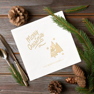 Weihnachtsbäume und Schneeflocken ID863 Servietten Mit Folie