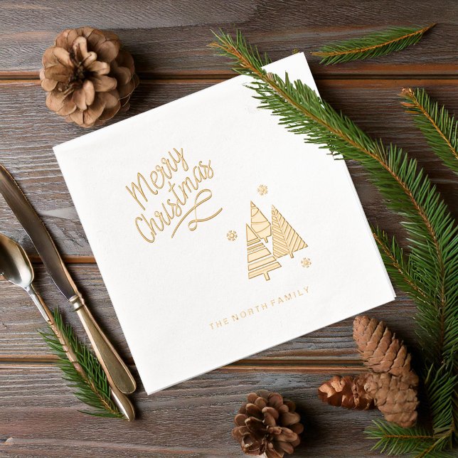 Weihnachtsbäume und Schneeflocken ID863 Servietten Mit Folie (Von Creator hochgeladen)