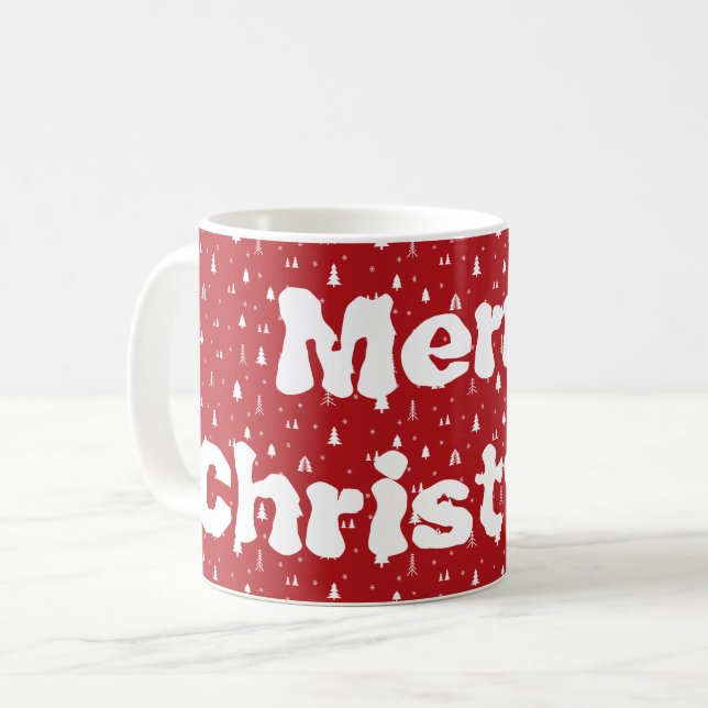 Weihnachtsbäume und Schneeflocken Kaffee Tasse (Vorderseite Links)