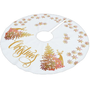 Weihnachtsbäume und Schneeflocken Polyester Weihnachtsbaumdecke