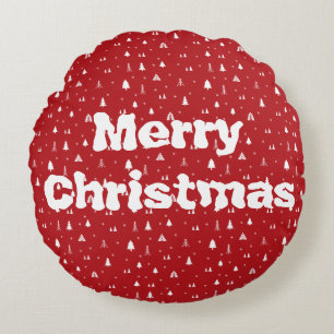 Weihnachtsbäume und Schneeflocken Rundkissen Rundes Kissen