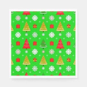 Weihnachtsbäume und Schneeflocken Serviette