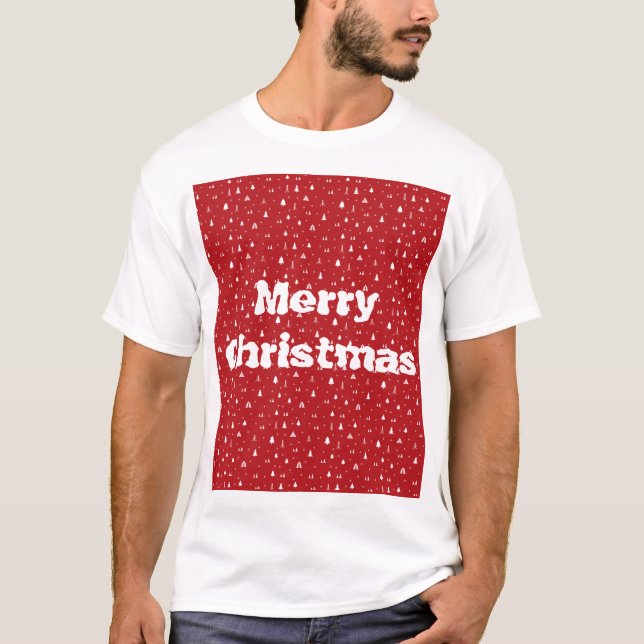 Weihnachtsbäume und Schneeflocken T - Shirt (Vorderseite)