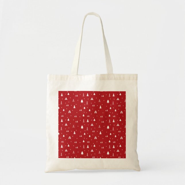Weihnachtsbäume und Schneeflocken Tote Tasche (Vorne)