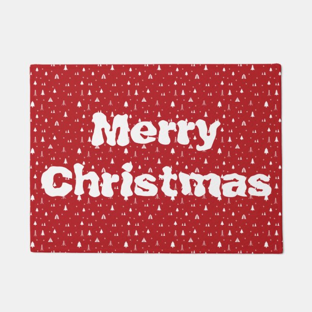 Weihnachtsbäume und Schneeflocken Türmatte (Vorderseite)