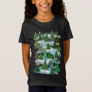 Weihnachtsbäume und Schneehasen T - Shirt