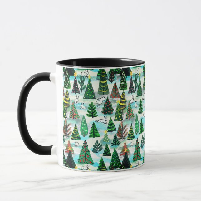 Weihnachtsbäume und Schneehäuser Tasse (Links)