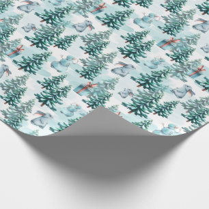 Weihnachtsbäume und Schneemann-Wrapping Paper Geschenkpapier