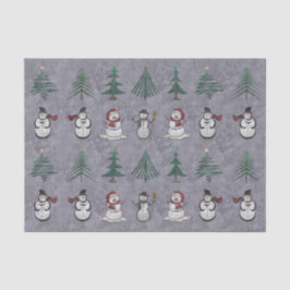 Weihnachtsbäume und Schneemann-Zwirnpapier Seidenpapier