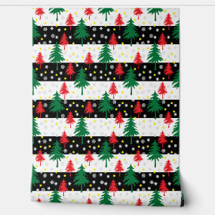 Weihnachtsbäume und -stars Streifen Tapete