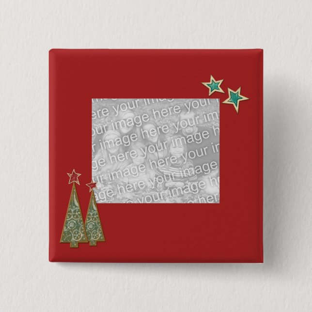 Weihnachtsbäume und Sterne Button (Vorderseite)