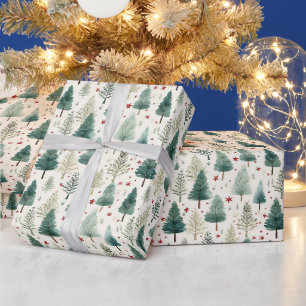 Weihnachtsbäume und Sterne Moderne Weihnachten Geschenkpapier