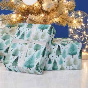 Weihnachtsbäume und Sterne Moderne Weihnachten Geschenkpapier