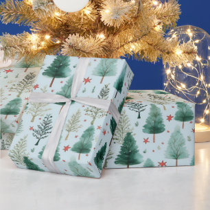 Weihnachtsbäume und Sterne Moderne Weihnachten Geschenkpapier