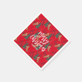 Weihnachtsbäume und Tiger Muster roten Hintergrund Serviette