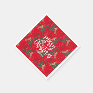 Weihnachtsbäume und Tiger Muster roten Hintergrund Serviette