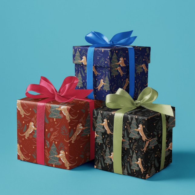 Weihnachtsbäume und Tigermuster Geschenkpapier Set (Von Creator hochgeladen)