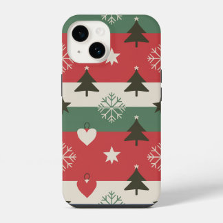 Weihnachtsbäume und weißer Schnee iPhone 14 Hülle