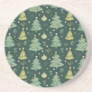 Weihnachtsbäume und Ziermuster Getränkeuntersetzer