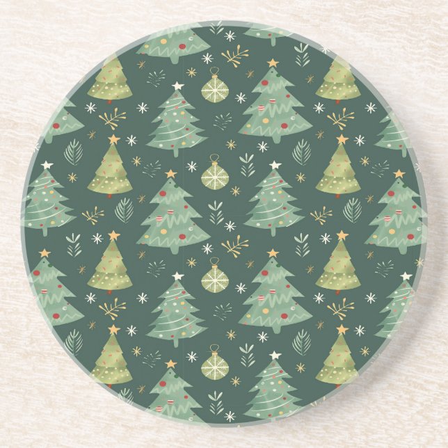 Weihnachtsbäume und Ziermuster Getränkeuntersetzer (Vorne)