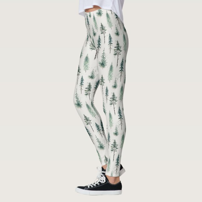 Weihnachtsbäume Wasserfarbe Weihnachtsmuster Leggings (Links)
